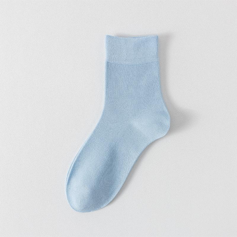 Female Spring and Summer Pure Color All Build Absorb Sweat Breathable Boneless Tube Socks