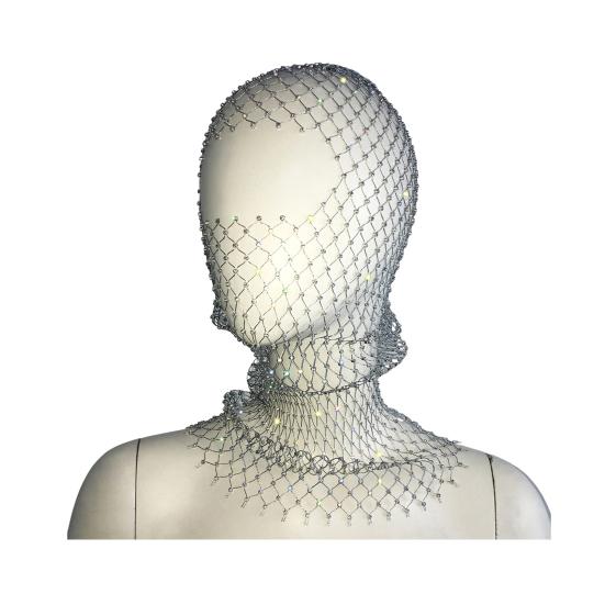 Fishing Net Hat Elastic Sparkling Rhinestones Design Solid Color Headgear Nightclubs Music Festivals Stage Dressing Headwear