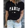 Paris Letter Print Women T-shirt Casual Crew Neck Short Sleeve Top Women's Clothing Female Tops Tees