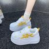 Thick-soled Mesh Little White Shoes Women's 2025 Summer New Hollow Breathable Dad Shoes Casual Board Shoes Soft-soled Muffin Shoes