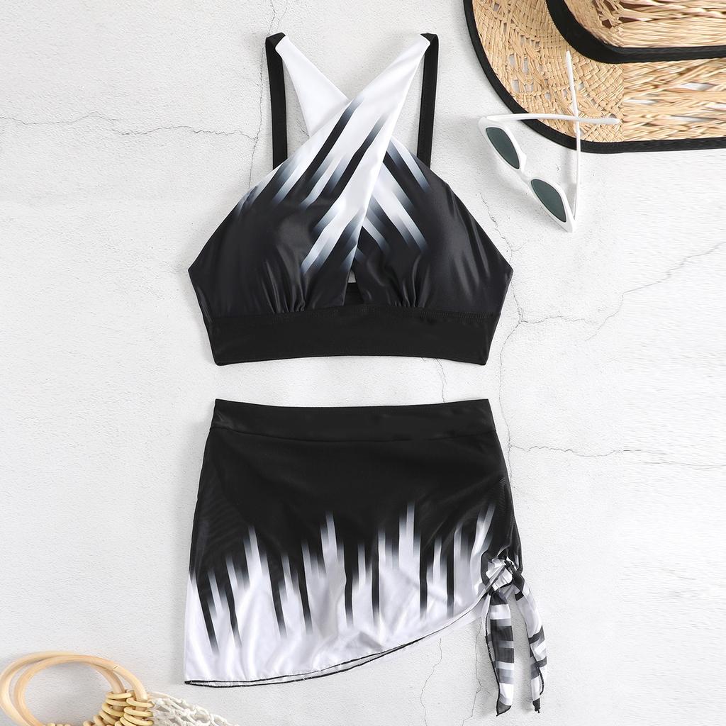 Женский раздельный модный сексуальный купальник-бикини с принтом и подкладкой для груди без стальных скобок