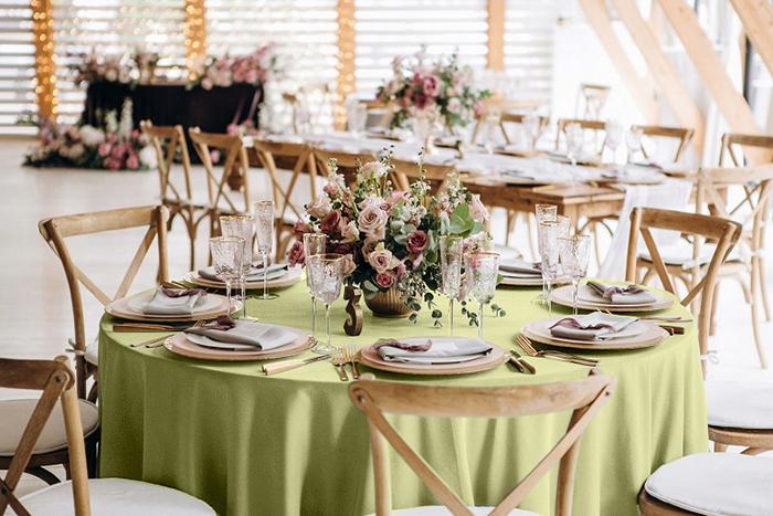 Round Tablecloth, Matt Velvet, 320Cm, Olive Green
