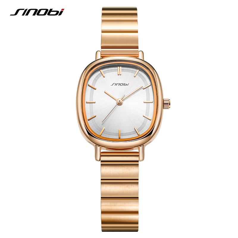 SINOBI Golden Woman's Watches Fashion Casual Ladies Quartz Wristwatches Top Brand Elegant Women's Clock