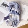 Winter Fashion British Pure Wool Scarf Women's Warm Long Thickened Fringed Scarf Couple Shawl Versatile