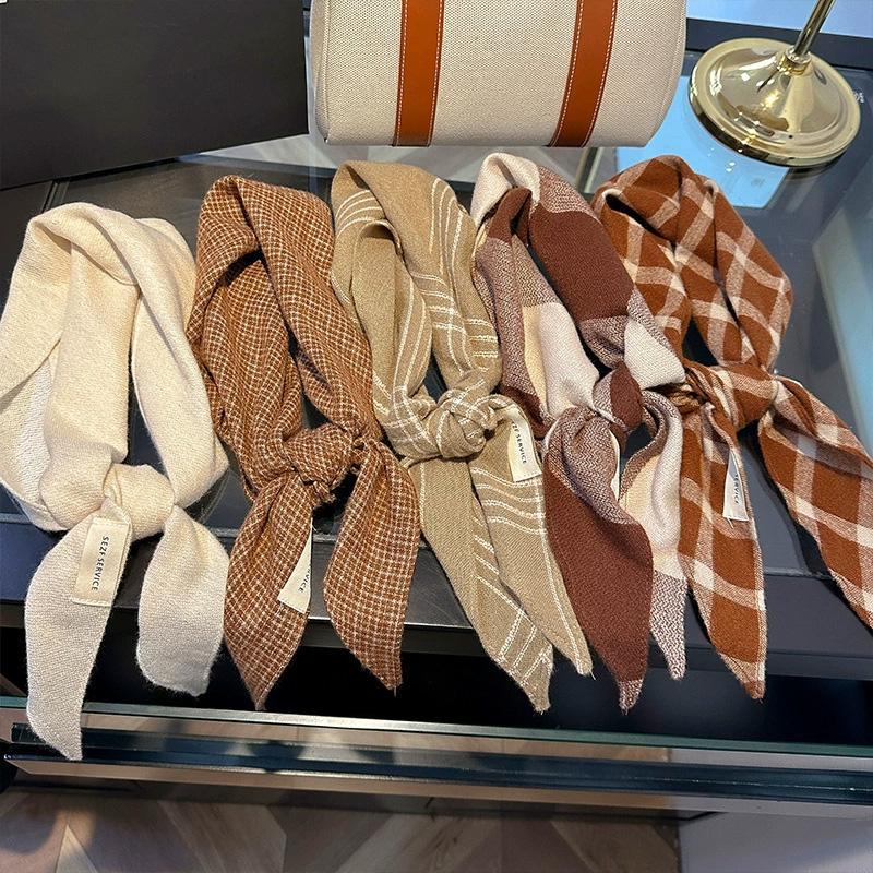 1Pc Plaid Pattern Multi-functional Acrylic Cashmere-like Versatile Solid Color Leisure Shawl Scarf Diamond Shaped