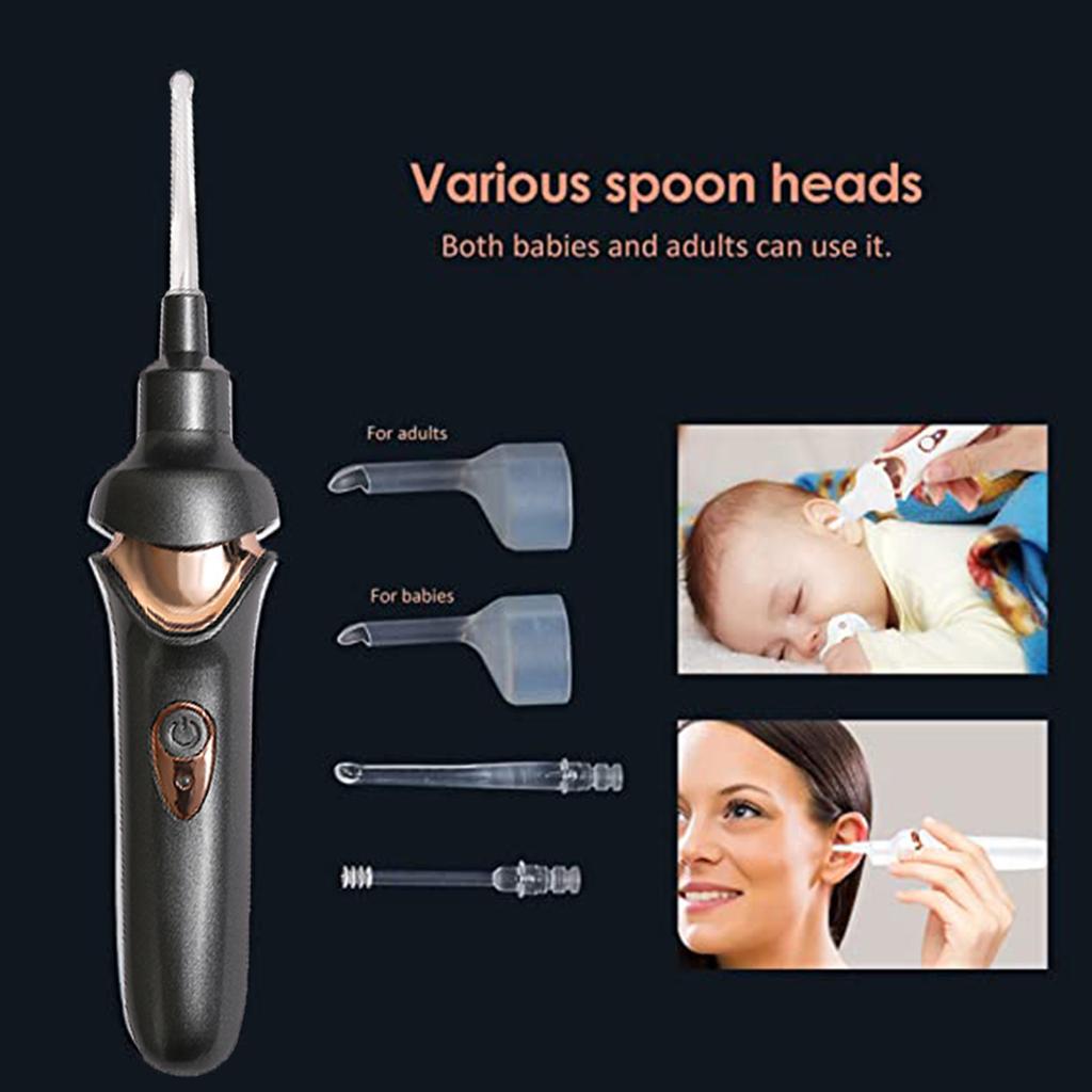 Электрическая лопатка для ушей, перезаряжаемый светодиодный инструмент для чистки ушей, тихий, безопасный, малошумный, портативный очиститель ушей для детей и взрослых