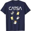 Catsa Космический Кот Графическая Футболка Смешной Принт для Любителей Космоса Футболка с Круглым Вырезом