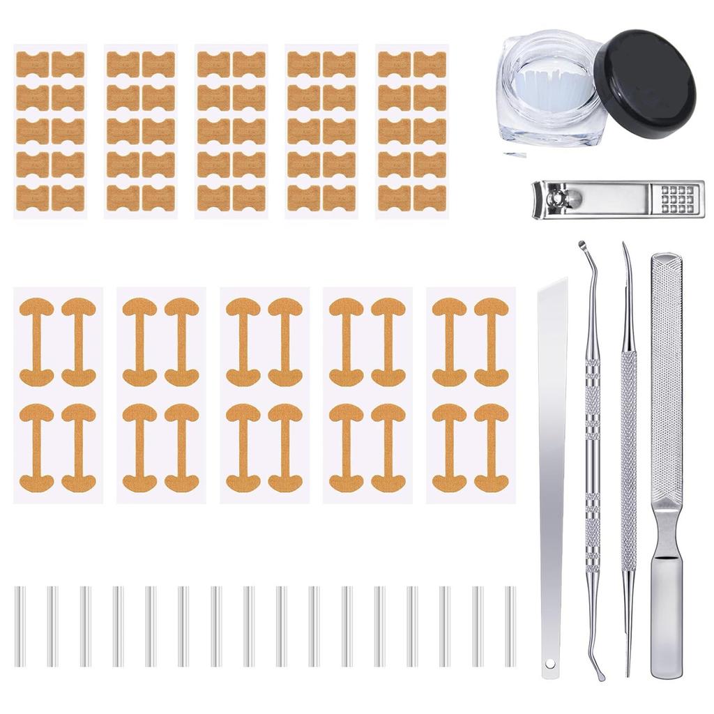 Профессиональный набор для коррекции ногтей на ногах для женщин и мужчин с дышащими полосками для пальцев ног, безболезненными пилками для ногтей, инструментами для ухода за ногами, набор из 16 предметов
