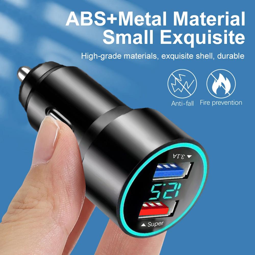 66 Вт + 3,1 А цифровой дисплей светодиодный автомобильный зарядное устройство супер быстрый алюминиевый сплав автомобильный телефон зарядное устройство адаптер для iPhone Samsung Huawei Xiaomi