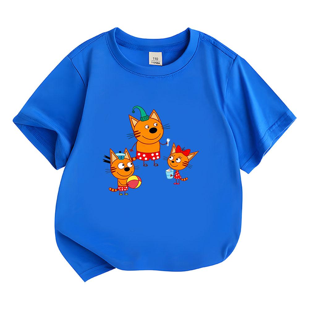 100% Хлопок Детская Футболка Kid-e-cats 2026 НОВИНКА Мультяшный Принт Детские Футболки Милые Повседневные Топы С Круглым Вырезом С Коротким Рукавом Летние Для Малышей