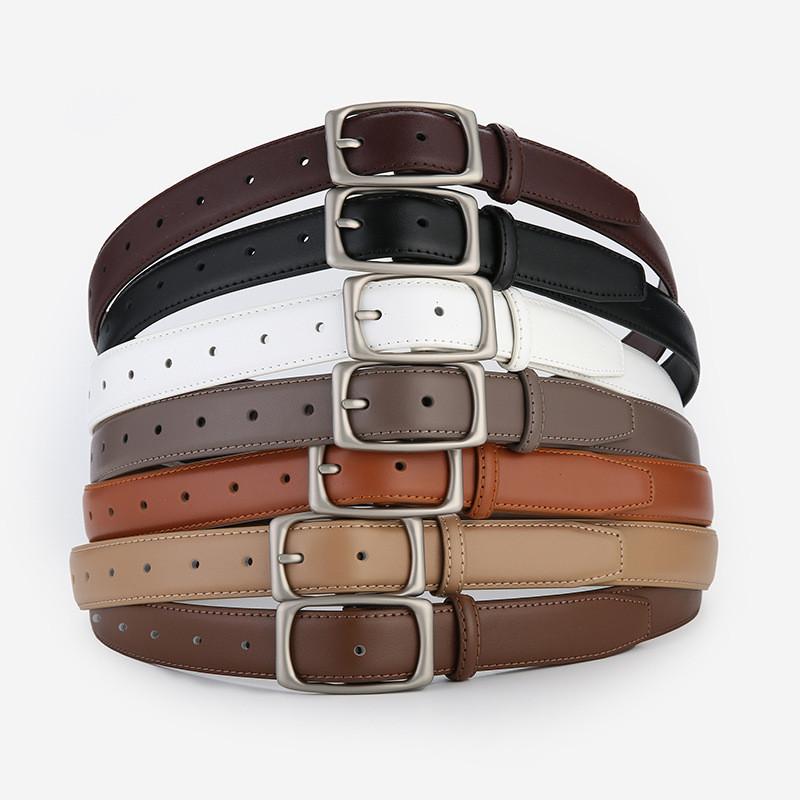 Minimalist Leather Belt For Women And Men With Alloy Buckle For Casual And Office Wear
