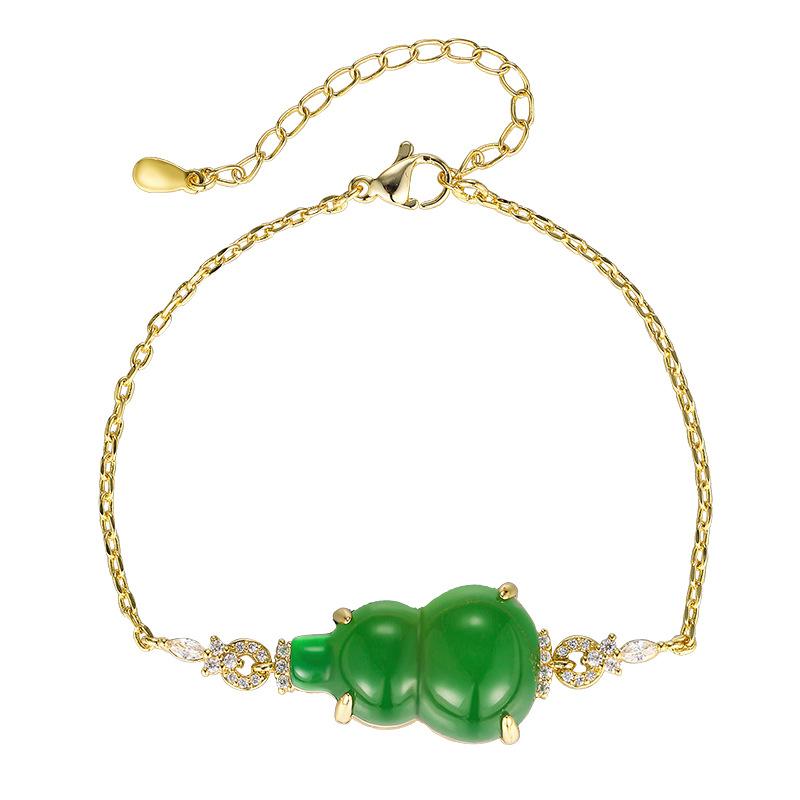 Ювелирный браслет Халцедон Тыква Пряжка безопасности Лист Браслет Легкая роскошь Высокое чувство Новый китайский Женский