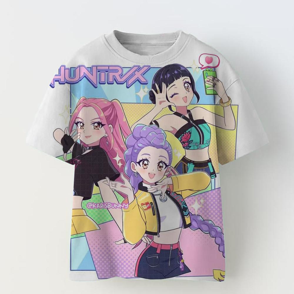 Детская футболка с 3D-принтом Kpop Demon Hunter, футболка с короткими рукавами, повседневная модная летняя женская аниме-одежда