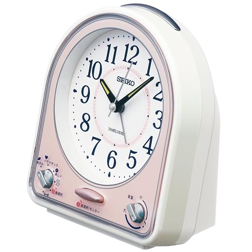 Seiko Clock Будильник настольный аналоговый 31 мелодия мелодия будильника белый перламутр/некоторые розовые перламутры 139 x 126 x 70 мм QM750P
