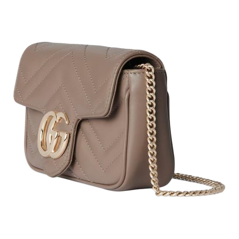 Gucci GG Marmont Стеганая Кожаная Сумка на Цепочке Цвет Тауп Кроссбоди Клатч для Женщин Ежедневная Поездка Вечерняя Вечеринка 476433-DTDHD-1523