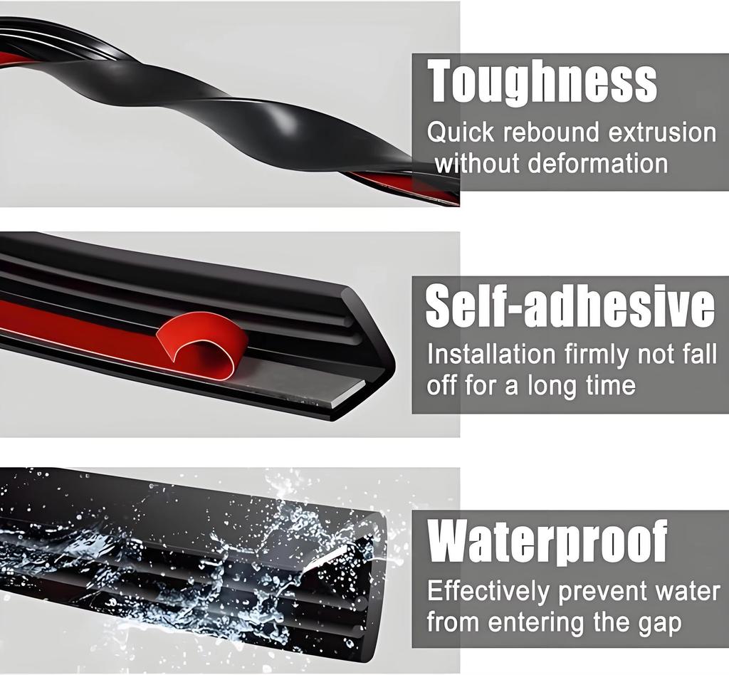 4 шт. Резиновая уплотнительная лента для окон автомобиля Заполнитель зазора бокового окна Звукоизоляция Водонепроницаемая Ветрозащитная Пылезащитная Уплотнительные ленты V-образной формы