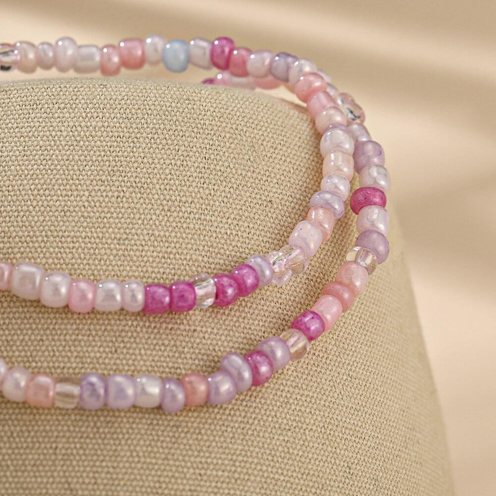 iF ME Korean Fashion Colorful Beads Flower Beaded Necklace For Women Bohemian Beads Clavicle Chain Choker Necklace Jewelry