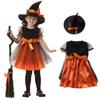 Halloween Girls Dress Printed Dress Witch Role Play Cosplay Costume Masquerade Costume With Hat