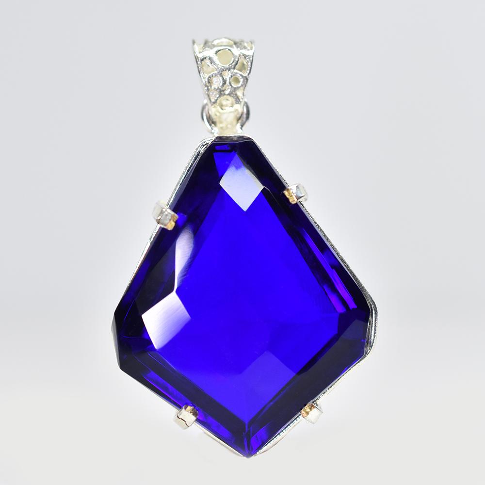 A+ Quality 87.5 Ct CERTIFIED Tanzanite 925 Sterling Silver Blue Fancy Pendant MY-PD-118-NS