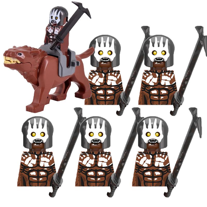 MOC Medieval Military Building Blocks Elven Warrior Orc Rohan Gondor Knight Character Set Animal Army Weapon Bow Crossbow Toy