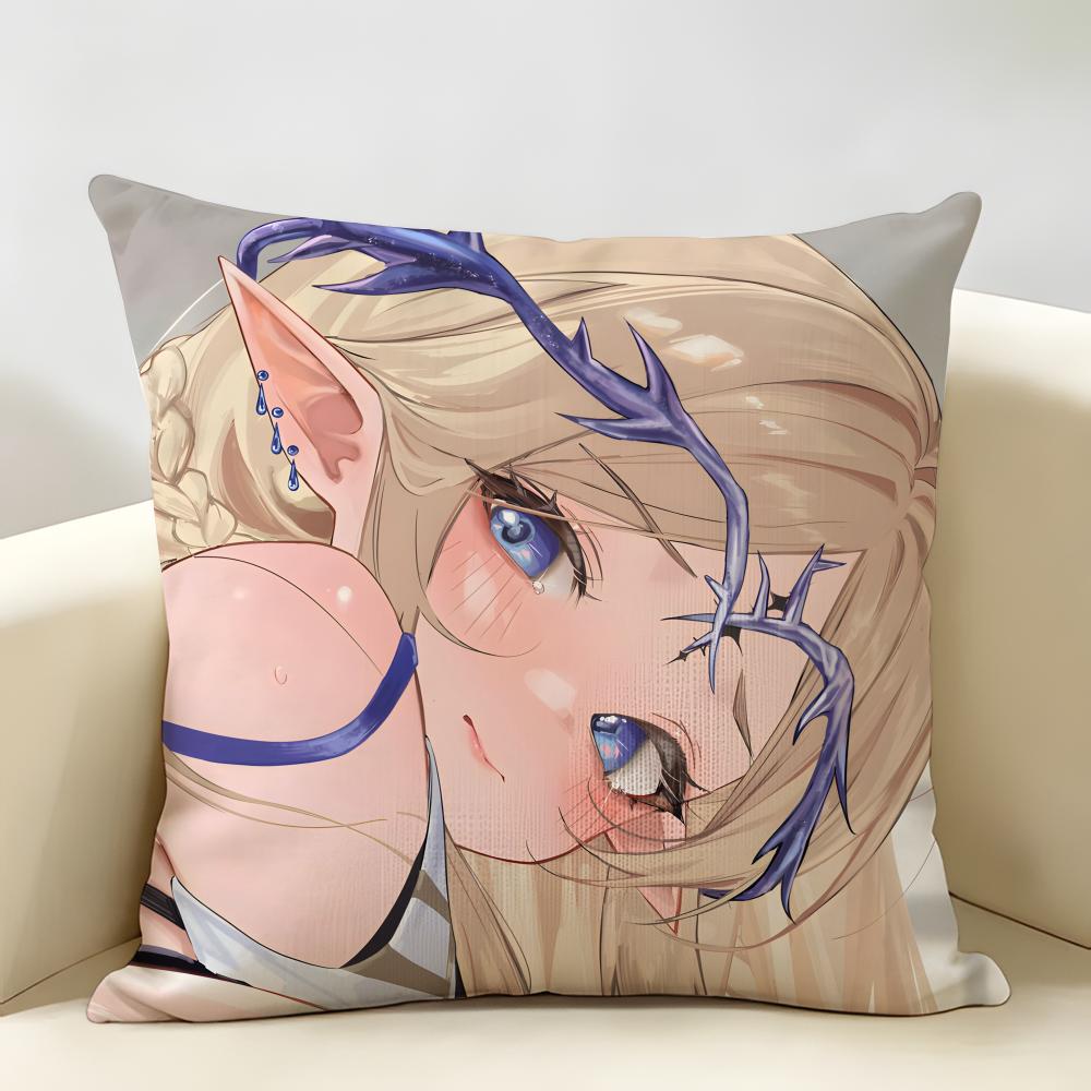 Cartethyia Cute Wuthering Cushion Cover Natural Linen Organic Fabric DoubleSided Printing Room Sofa Decor Pillow Case