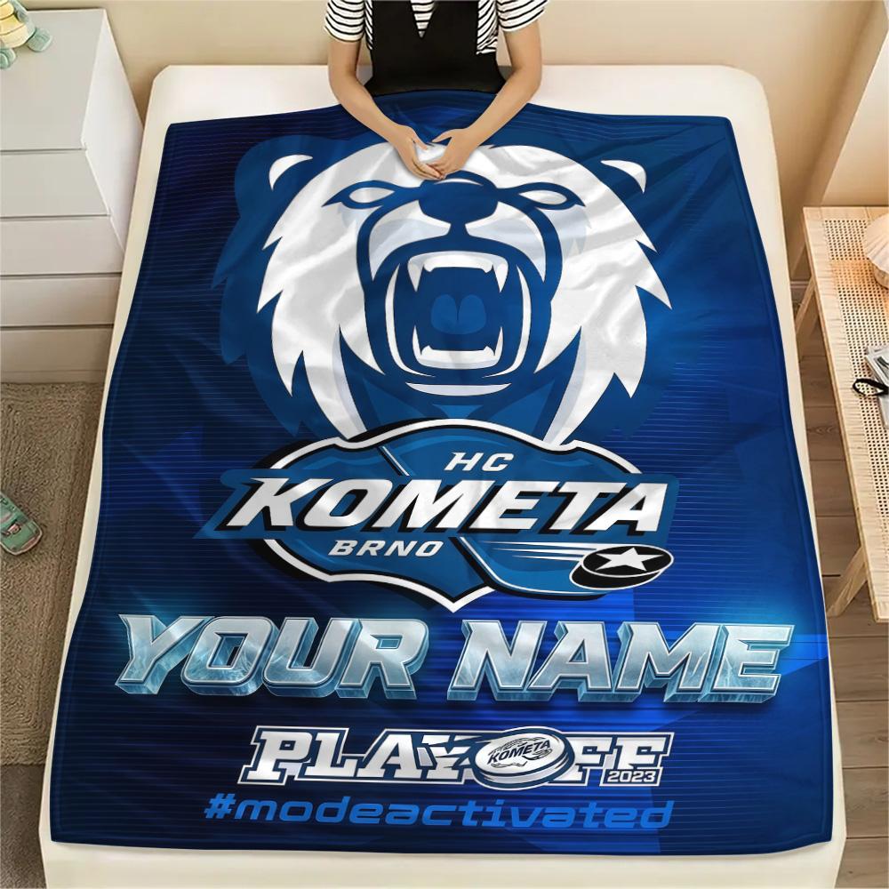 1PC Custom Name HC Kometa Brno Patterned Flannel Blanket Suitable For All Seasons for Home Decor Warmth and Comfort Gifts Holiday Present -HE66
