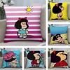Милый мультяшный наволочка M-Mafalda из короткого плюша с двусторонней печатью, квадратные наволочки для диванных подушек, домашний декор