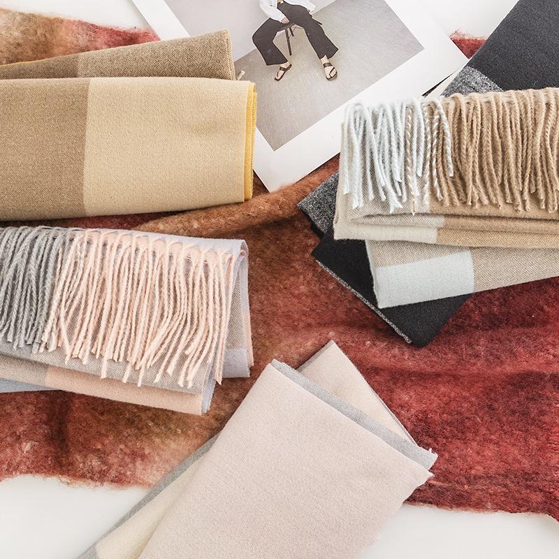 Imitation Cashmere Scarf Female Elegance Temperament Scarf Fresh and Sweet Shawl Warm and Cold Scarf