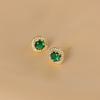 925 Sterling Silver Classical Green Square Diamond Stud Earrings Simple Retro Emerald Zircon Earring Clip for Women