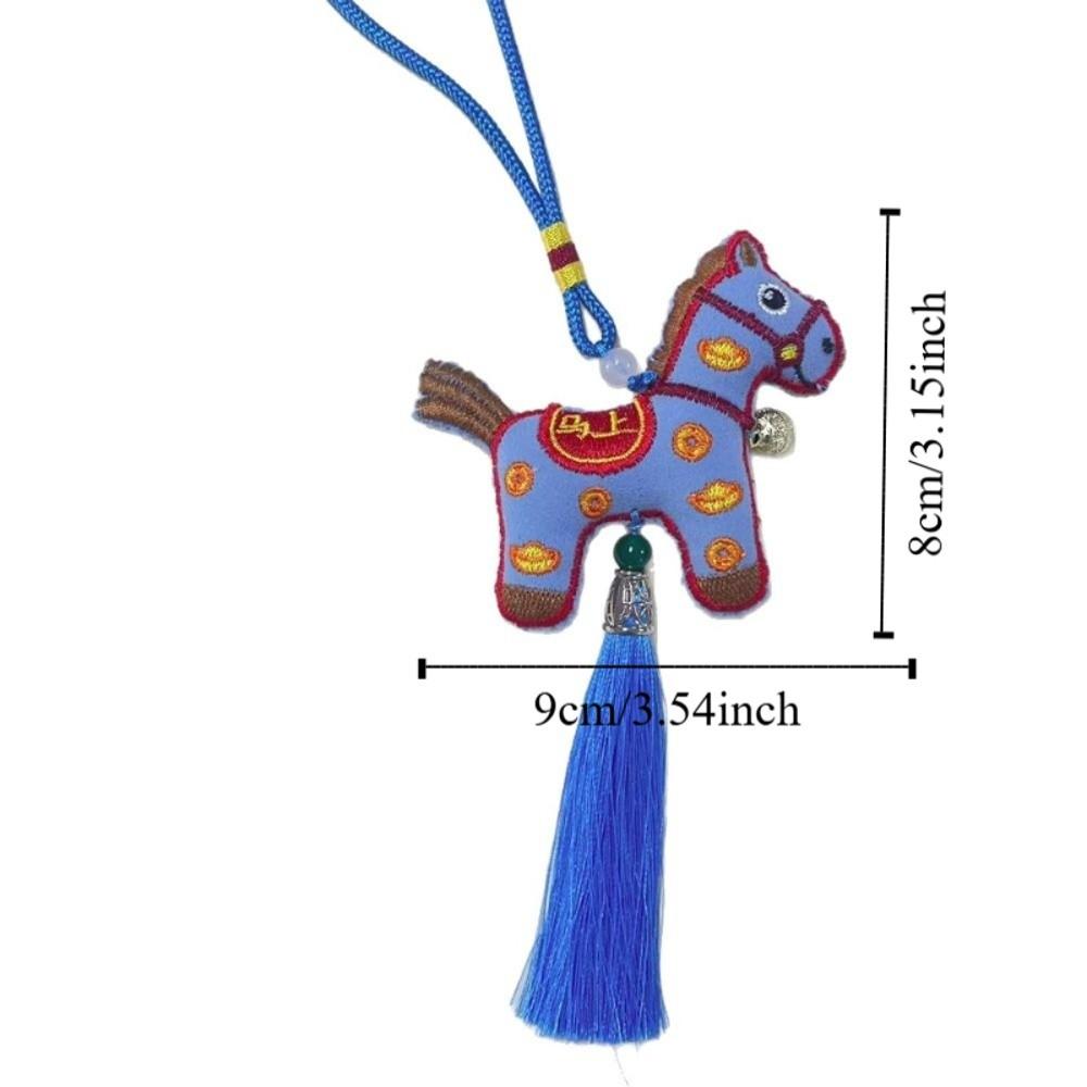 Кулон с вышивкой пони в китайском стиле, кисточка, талисман зодиака, новогодний кулон с лошадью, забавный брелок, подвесное украшение в виде лошади