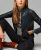 Women Leather Jacket Navy Blue Biker Moto Pure Lambskin Handmade Stylish Casual