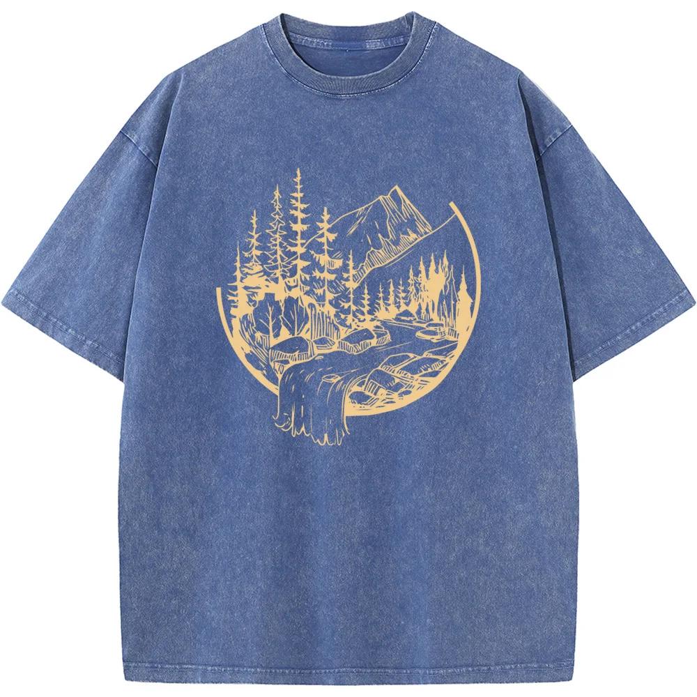 Футболка для мужчин и женщин с принтом «вода на открытом воздухе», хлопковая, забавная, отбеленная, ретро, хип-хоп, отбеленная футболка