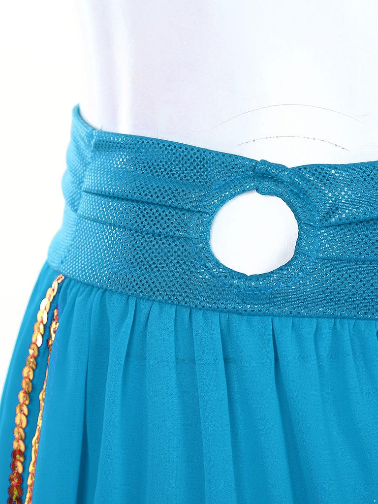 Womens Belly Dance Bloomers Halloween Theme Party Carnival Costume Ruched Waistband Side Split Pants