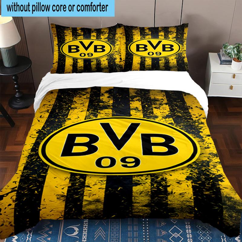 3pcs Borussia Dortmund Printed Bedding Set Duvet Cover Closure Includes 1 Duvet Cover & 2 Pillowcases Bedding Sets Home Decor Gifts