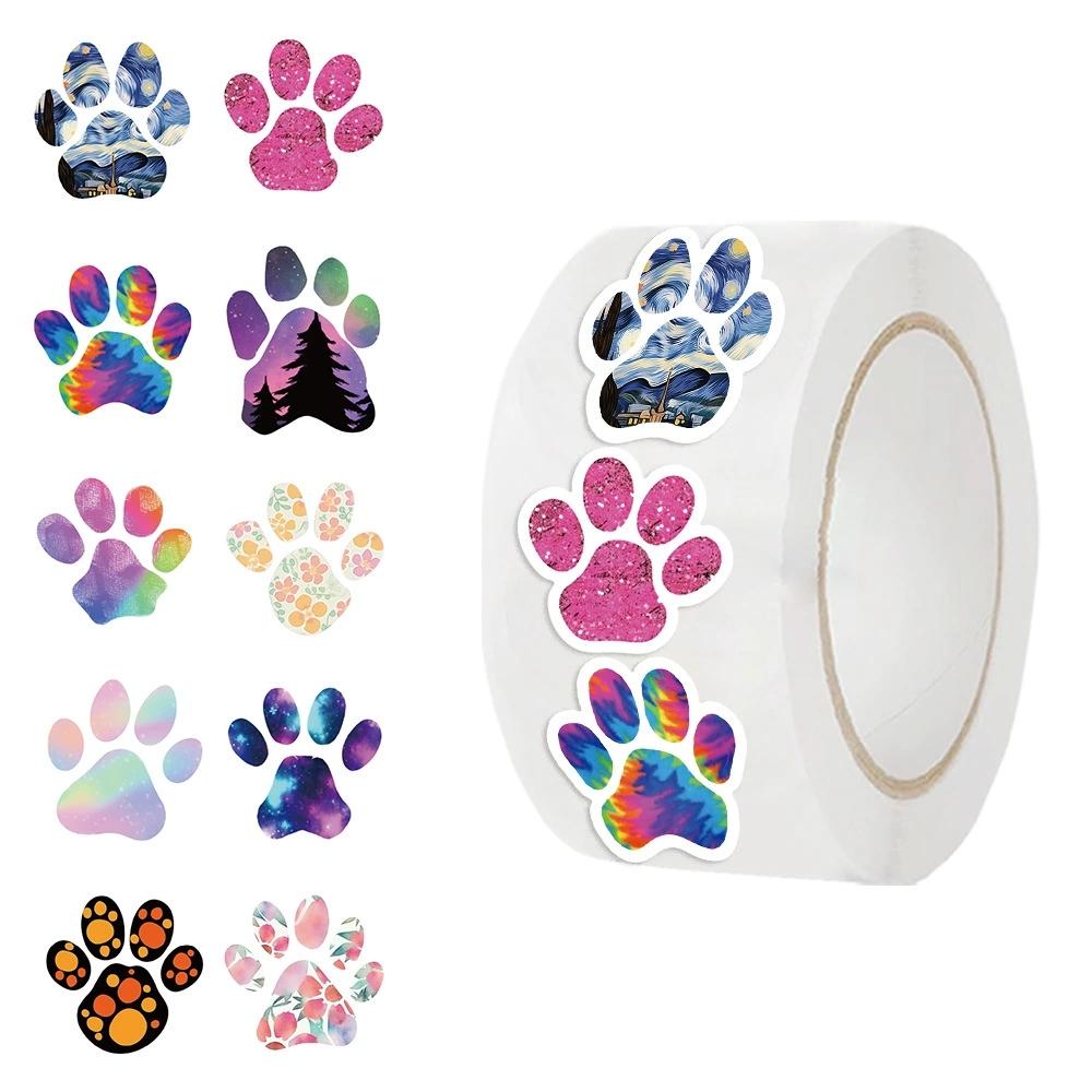 500 pcs/roll Roll Sticker Cartoon Dog Claw Sticker DIY Waterproof Reward Sticker