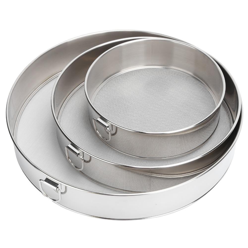 3pcs 304 Stainless Steel Powder Sifter Fine Mesh Flour Sieve Set Powder Dusting