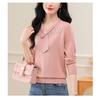 Autumn Winter V-neck Hollow Out Scarf Pullover Knitting Top Women Long Sleeve Solid Casual Bottomed Sweater