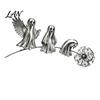 Unique Garden Art for Halloween Ghost Stake, Rustic Yard Decor with Dandelion Accent, Iron Lawn Stakes Metal Sculpture Patio Flower Bed And