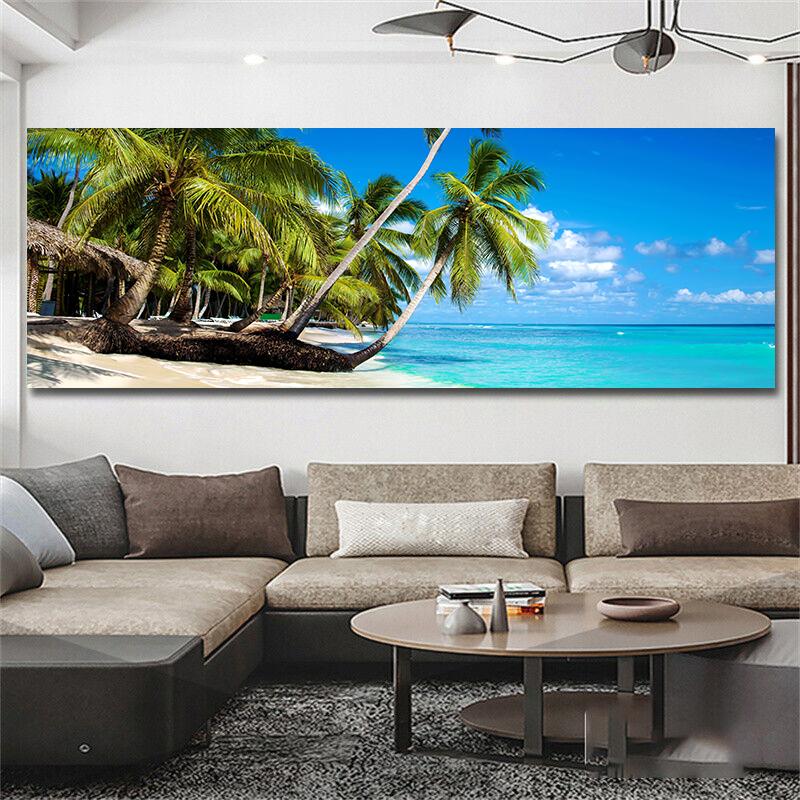 Natural Tropical Sea Beach Canvas Painting Palm Tree Seascape Posters And Prints Wall Art Pictures Living Room Home Decoration