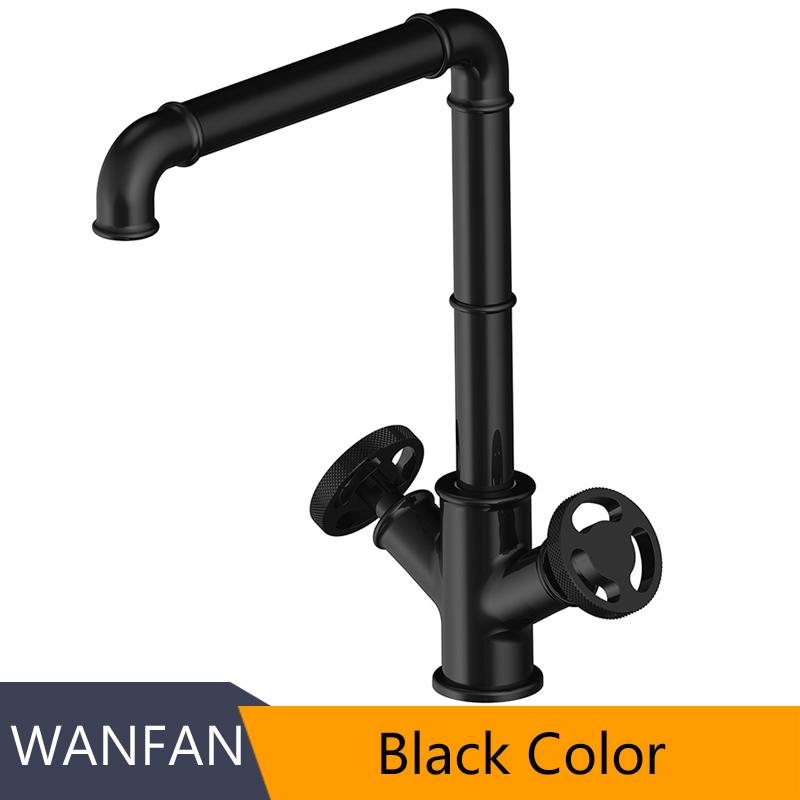 Kitchen Faucets Retro Industrial Style Gold Brass Crane Bathroom Faucets Hot and Cold Water Mixer Tap Torneira WF-20B05K