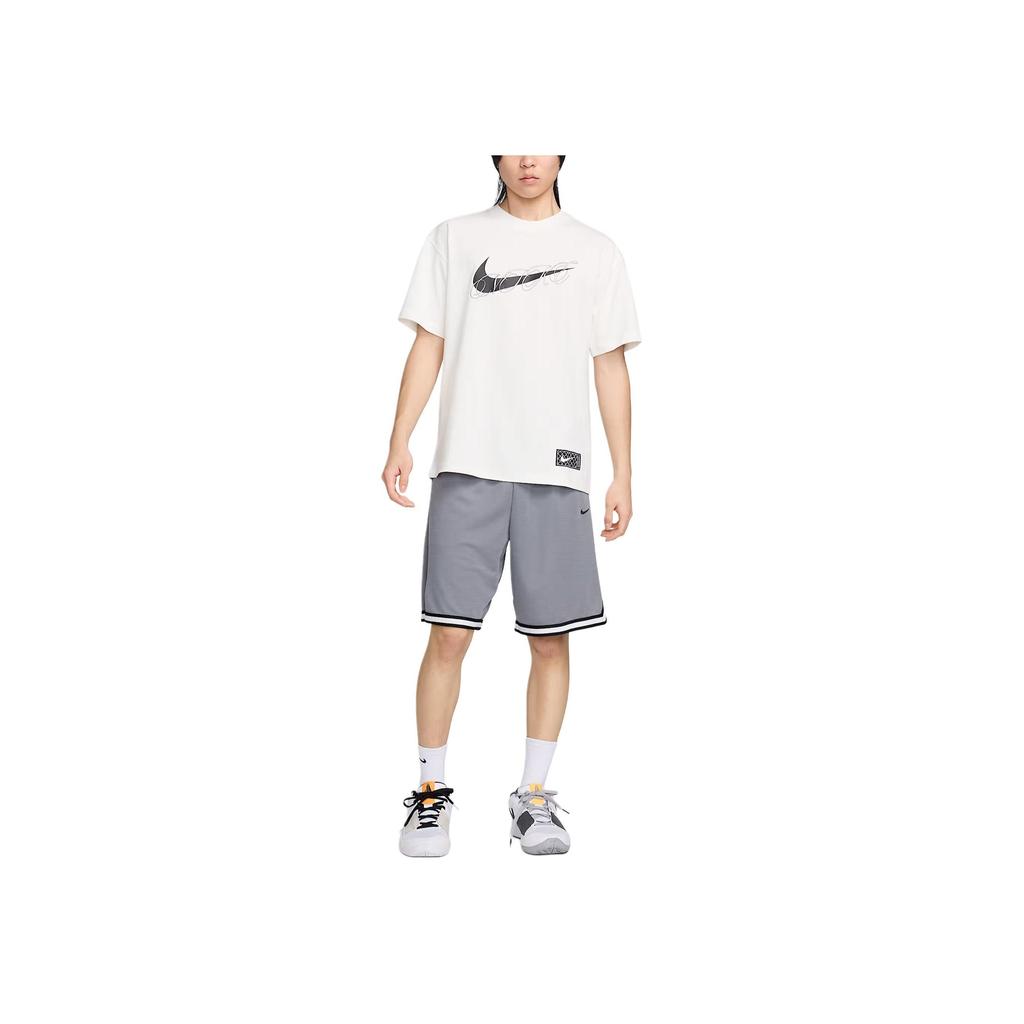 Nike Logo Print Round Neck Pullover Loose Short Sleeve Drop Shoulder T-Shirt Men Tops White FV8399-133