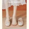 Небольшие внутренние тапочки-мешки для увеличения высоты головы женские 2024 верхняя одежда серебристые Мэри Джейн в стиле феи с бантом классные тапочки