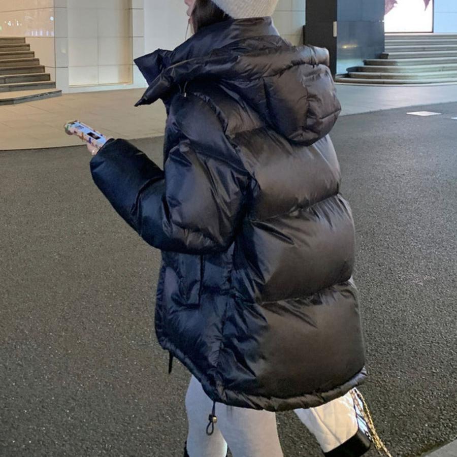 Черное модное пальто-хлеб для женщин, толстое и свободное для зимы