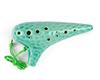 TNG Ocarina Instrument [Alto/C/AC / 12 Holes / Emerald] (with Strap) Glazed Finish Ocean Wave Pattern