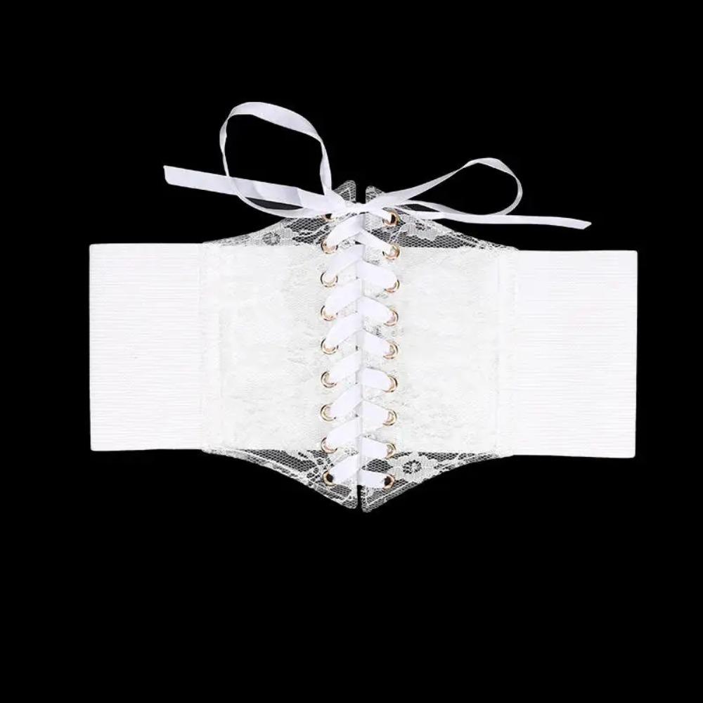 Transparent Lace Lace-up Corset Belt Flower Embroidery Women's Cummerbunds Special Occasions