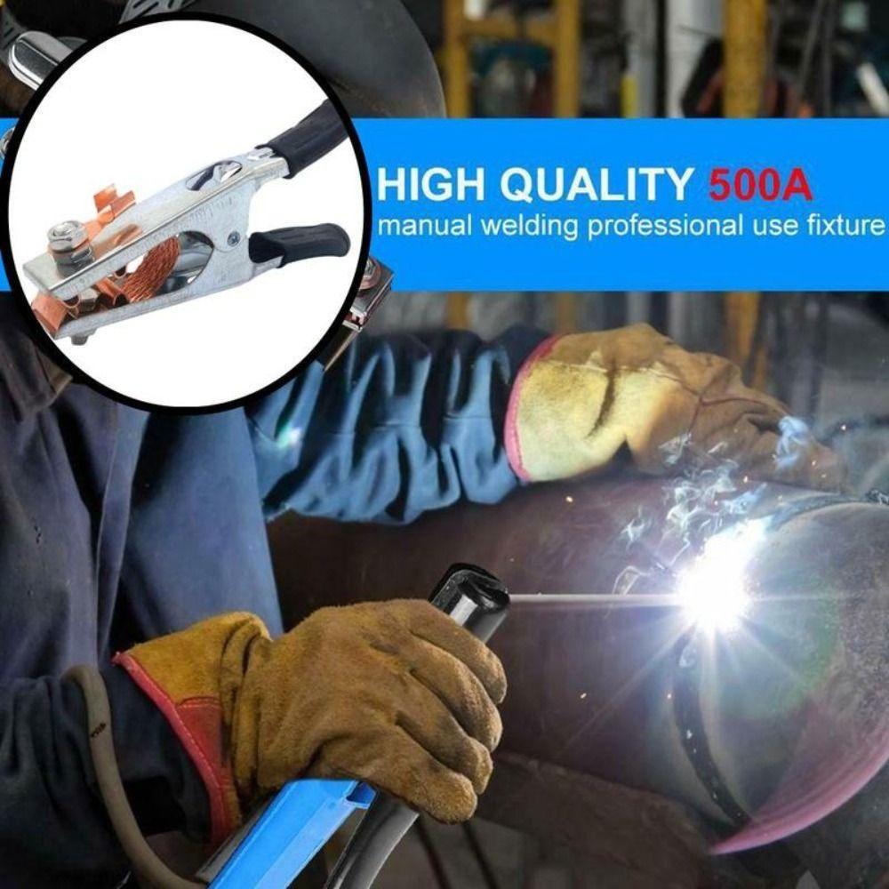 500 A Ground Cable Clip Copper Manual Welder Durable Electrode Holder Tool Welding