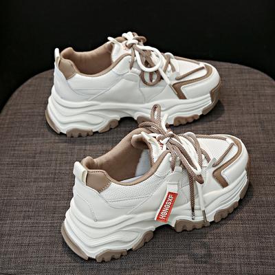 Обувь для папы Весна Новые толстые подошвы Увеличивающие женские туфли Кожаная повседневная обувь Детская спортивная обувь