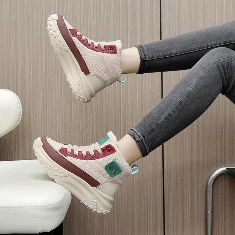 Зимняя женская обувь, женские кроссовки на шнуровке, зимние ботильоны, непромокаемая теплая женская обувь на платформе