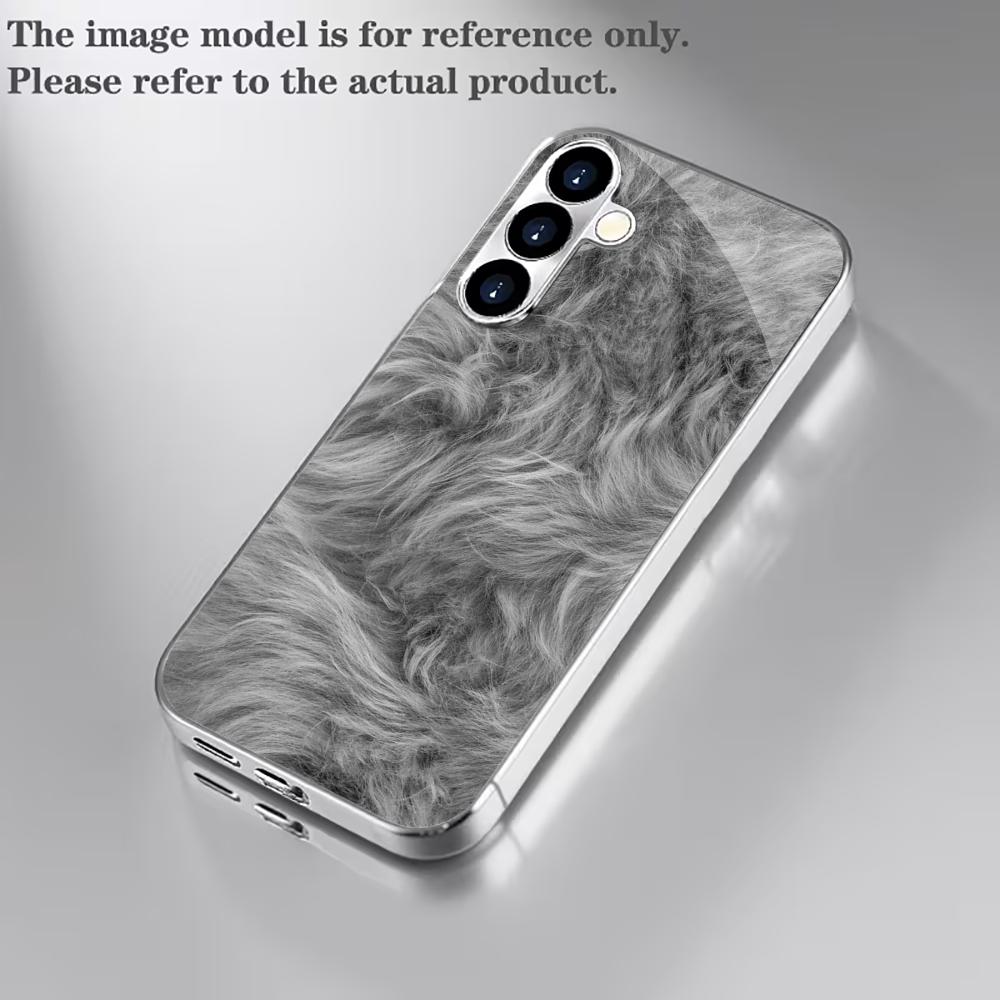 Чехол для телефона с меховым узором, Атмосферный, Высококачественный, Стеклянный чехол с гальваническим покрытием для Samsung Galaxy S26 S25 S24 S23 S22 FE, Ultra, Plus