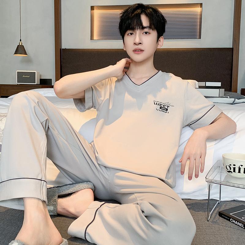 Хлопковая мужская ночная рубашка на лето, короткий спальный топ, длинные штаны, пижамный комплект, повседневная домашняя одежда, пижамы для мужчин, Hombre, прямая поставка